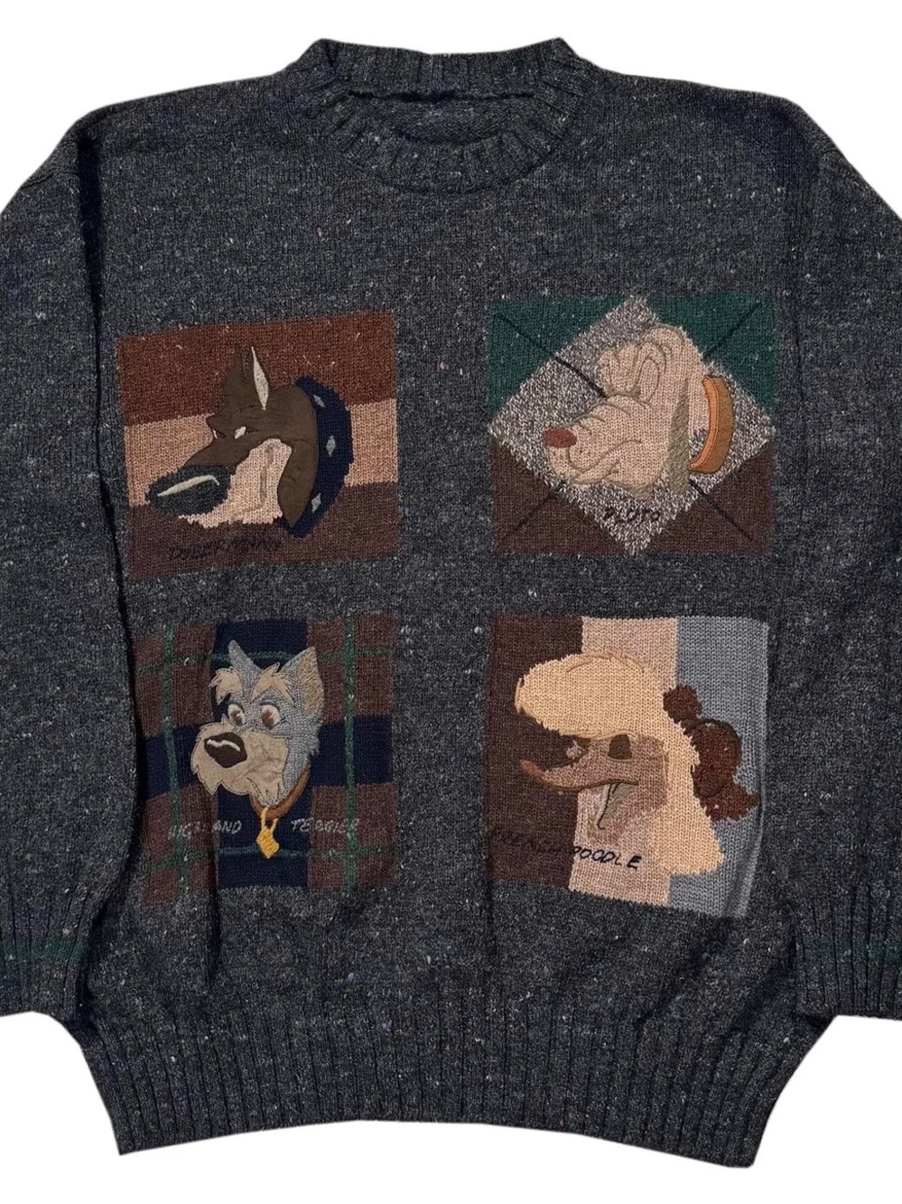 Vintage Iceberg Disney Pluto Heather Charcoal Grey Sweater (Size M)